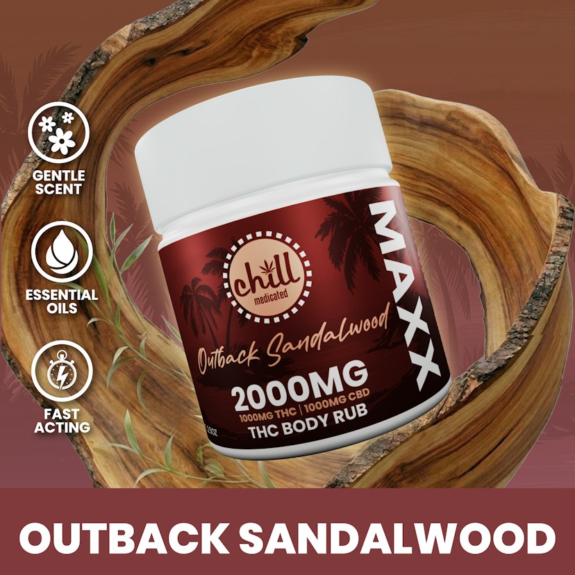 Outback Sandalwood MAXX Body Rub I 1000mg THC : 1000mg CBD