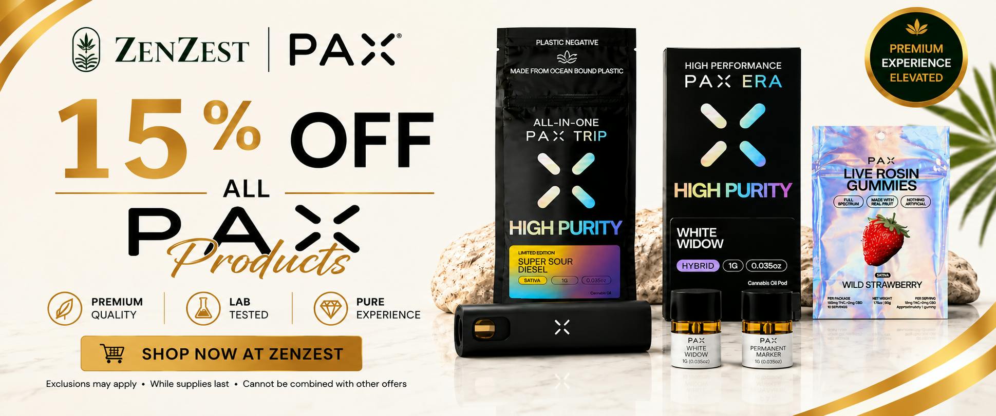 Upgrade your vape experience with 15% OFF on all PAX products at ZenZest! Smooth, premium, and reliable — now available at a special discounted price. Limited-time offer!
