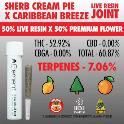 Element x Bud Hub - 1g Live Resin Joint - Sherb Cream Pie x Caribbean Breeze - PRE_ROLLS by Element at King of Budz