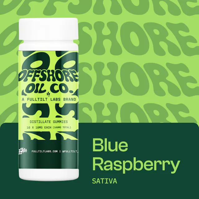 Offshore Oil Co. Distillate Gummies Blue Raspberry 10pk/100mg (sativa, 2.8g)