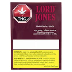 Disposable | Lord Jones - Pure Live Resin Vape - Deadhead OG - Indica