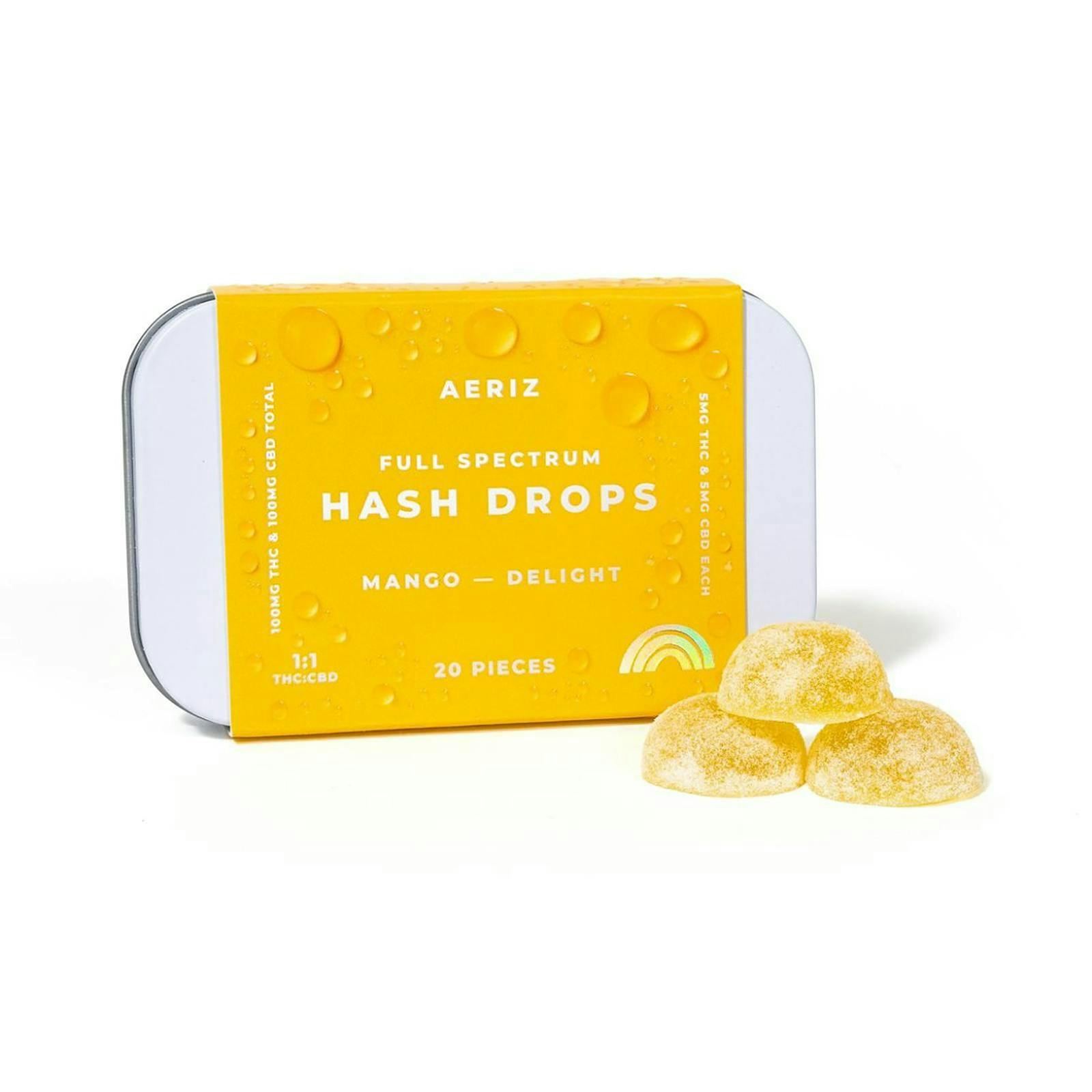 Aeriz - Hash Drop Gummies 1:1 - Mango (H) (100mg CBD/100mgTHC)