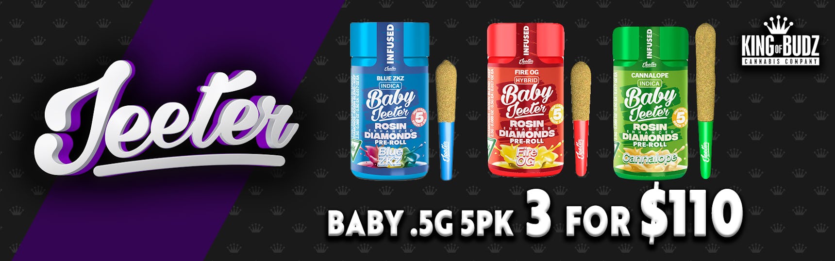 Baby Jeeter 5pk Infused Prerolls 3/$110