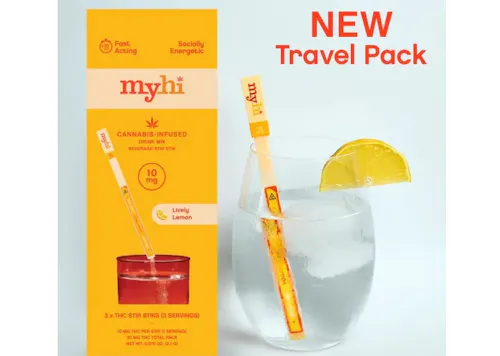 MyHi | Lively Lemon | THC Infused Drink Mix | 10mg Stir Sticks | 3pk-6