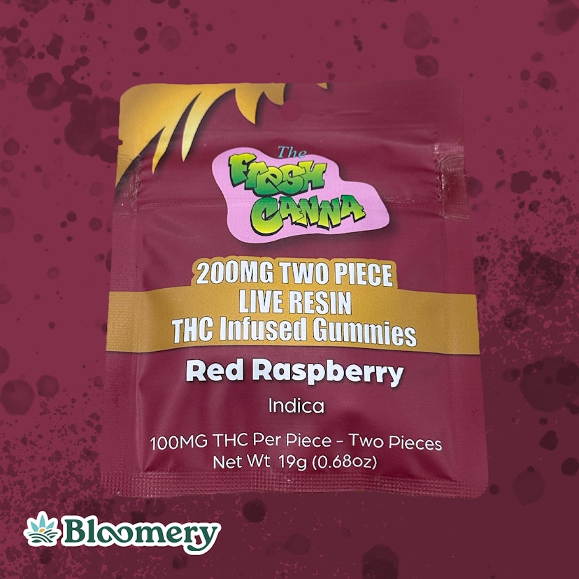 Fresh Canna | 200mg Live Resin Gummies | 2 Pack | Red Raspberry (Indica)