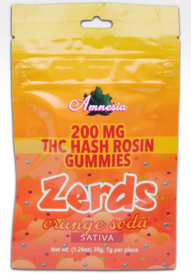 Amnesia - Zerdz Orange Soda - 200mg Hash Rosin Gummies