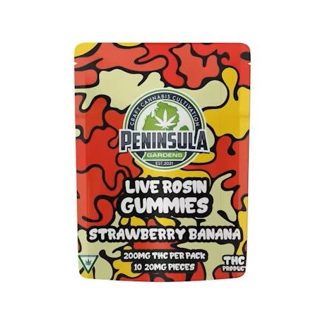 Peninsula Gardens PENINSULA GARDENS | STRAWBERRY BANANA |  LIVE ROSIN GUMMIES | 200MG — EDIBLES