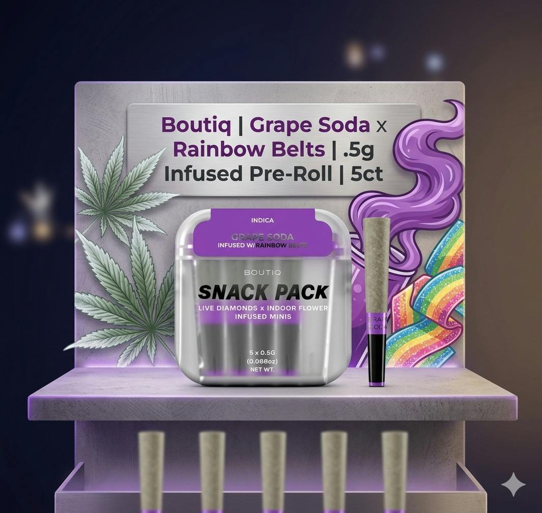 Product Boutiq | Grape Soda x Rainbow Belts | .5g Infused Pre-Roll | 5ct