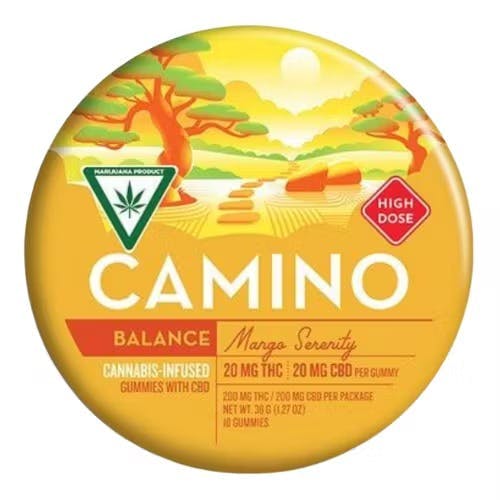 Camino | Mango Serenity | 200mg (10x20mg) Gummies 1:1 (THC:CBD)