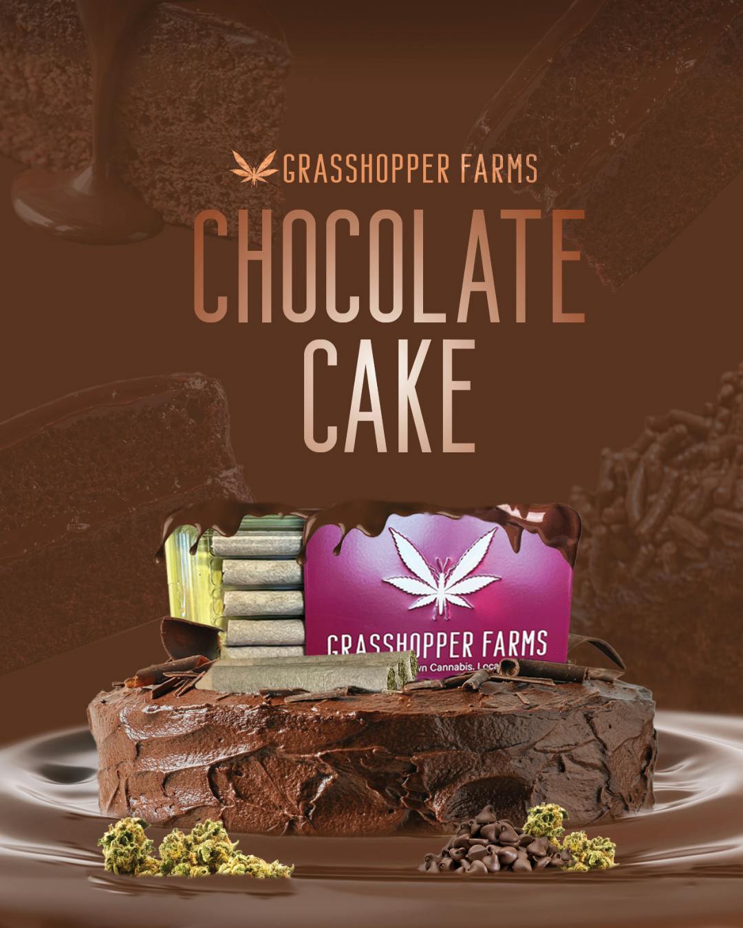 Grasshopper Farms | Chocolate Cake | Infused Pre-rolls Tin x 5 | Indica