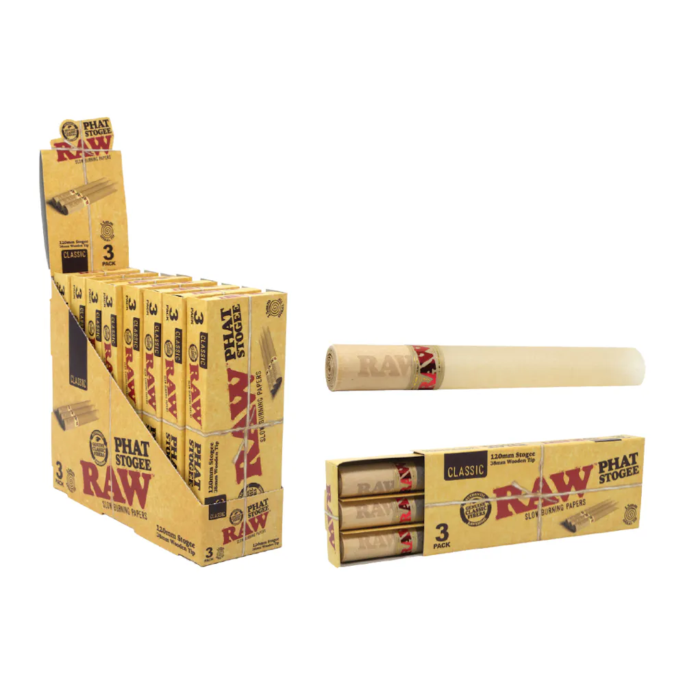 Product Raw - 120mm Phat Stogee w/ Wooden Tips - 3pk