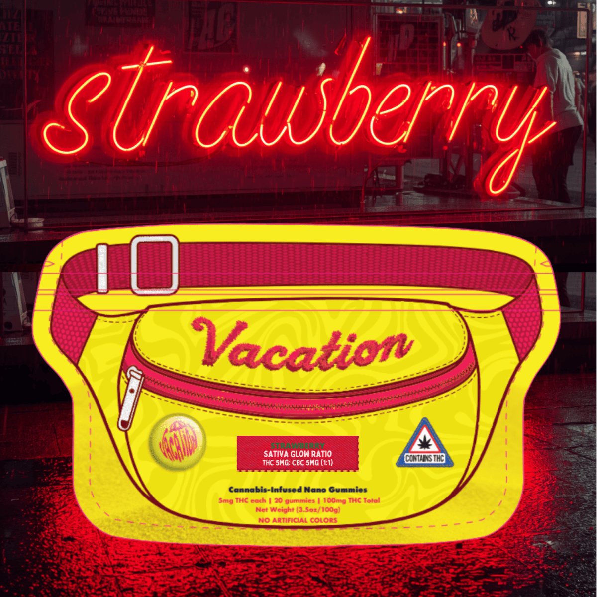 Product: Vacation | Strawberry | Fast-Acting Nano Gummies - 100mg THC, 100mg CBC