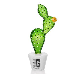 EG Glass Transparent Potted Prickly Pear Hand Pipe Color: White