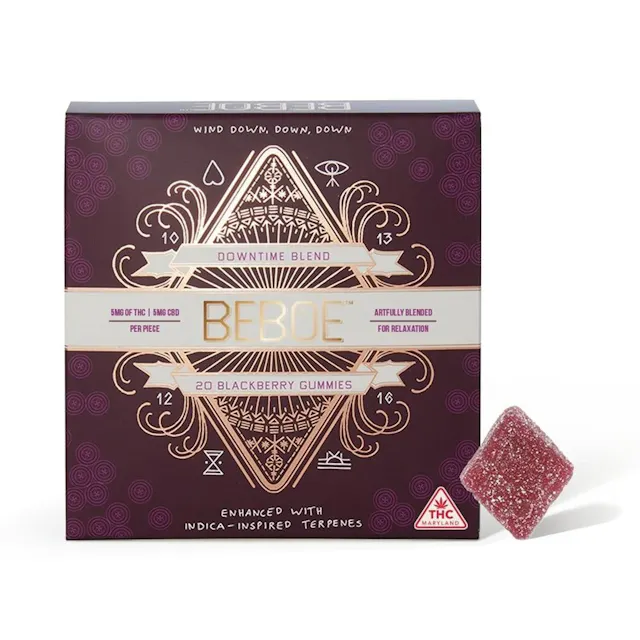 Beboe Gummies Downtime Blackberry 1 THC : 1 CBD 20pk/100mg (indica, 2.8g)