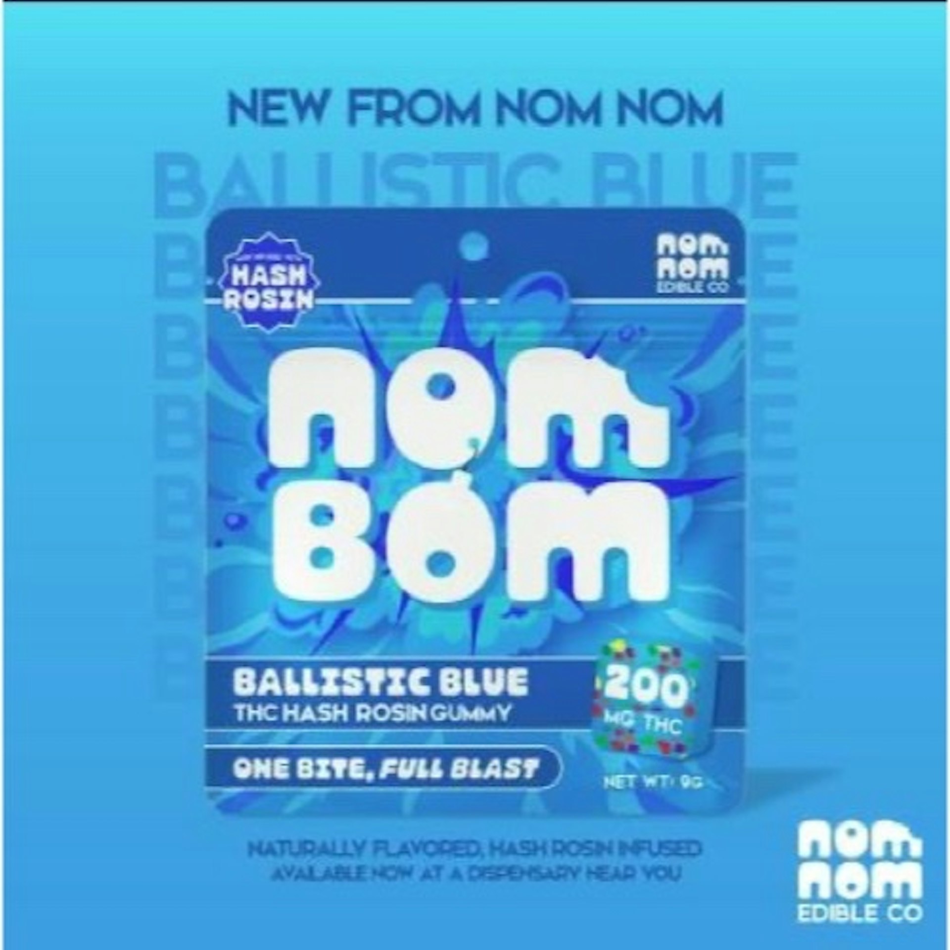 Nom Bom - Ballistic Blue 200mg Hash Rosin Gummies