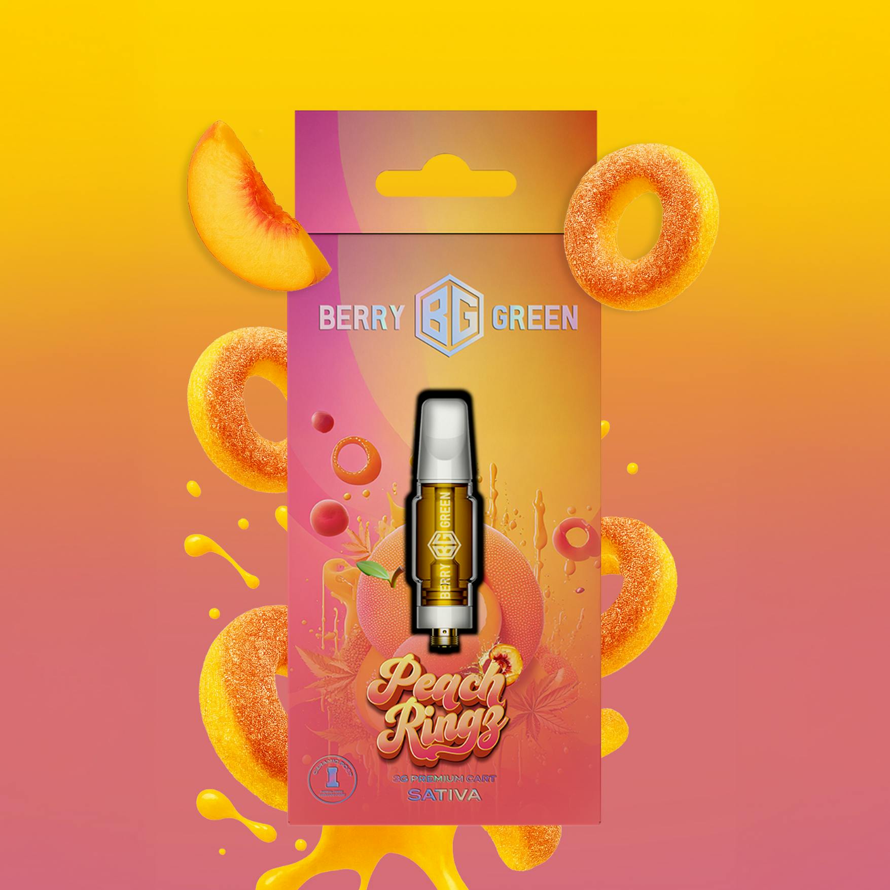 Berry Green - 510 Vape Cartridge - (3g) - Sativa - **PEACH RINGZ** (2/$20)