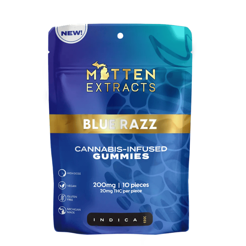 MITTEN EXTRACTS | 200MG GUMMIES | BLUE RAZZ (INDICA)