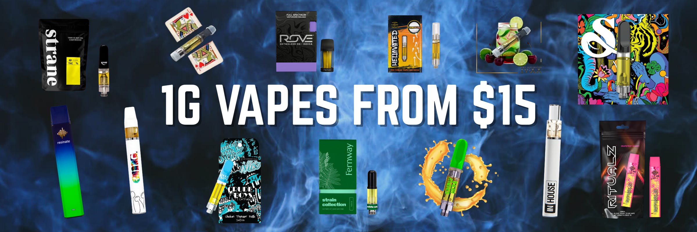 Crude Boys, Incredibles, Replay, Four20, Simply Herb, Ritualz, Sapura, Strane Brand and more 1G Vapes starting from $15 at Resinate Worcester.