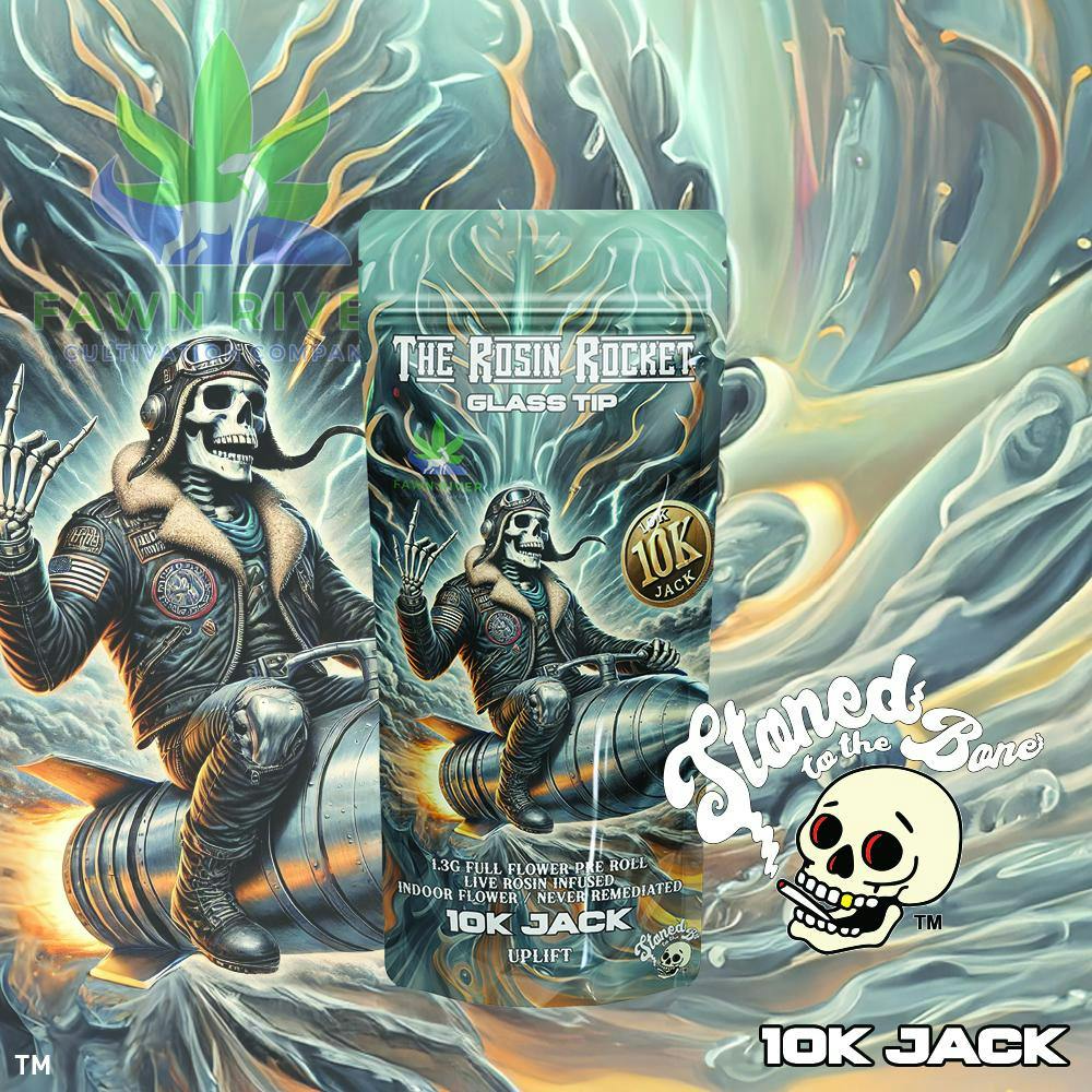 Stoned to the Bone - 1.3g Live Rosin Infused Preroll - 10k Jack
