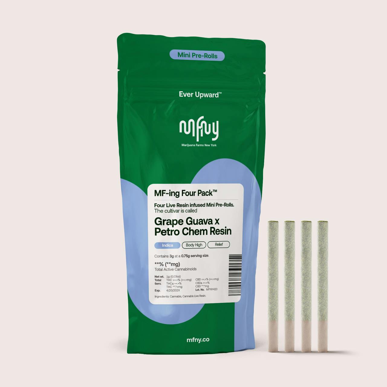 MFNY | Infused Pre Roll 0.75g (4PK) | Grape Guava x Petro Chem Live Resin