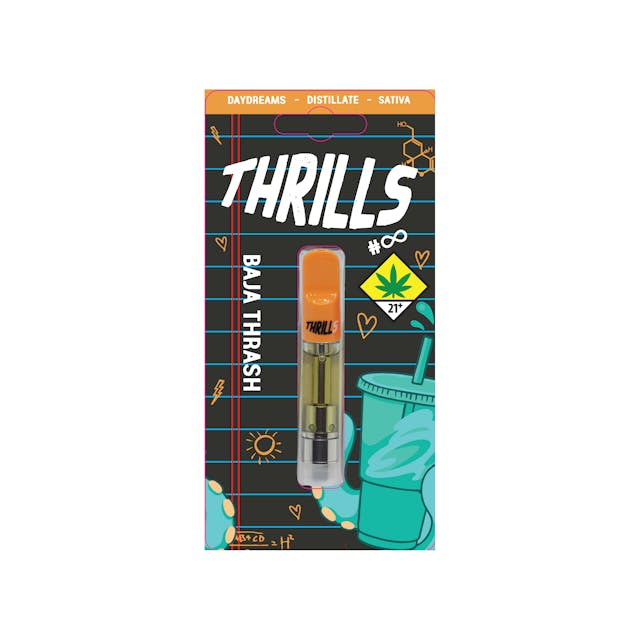Thrills' strain vapes captivate the essence of each cannabis strain's vibrant personality, inviting you into a world of thrilling flavors and potent highs. Crafted with unwavering quality, each puff promises an exhilarating journey, embracing the unique essence of every strain.