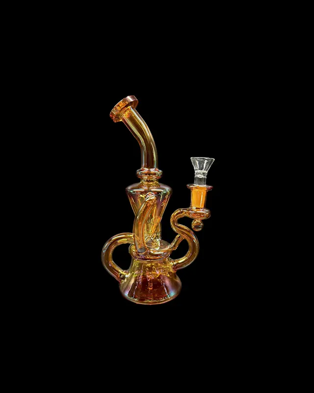 Phoenix Star Glass Iridescent Dual Uptake Recycler Black (glassware)
