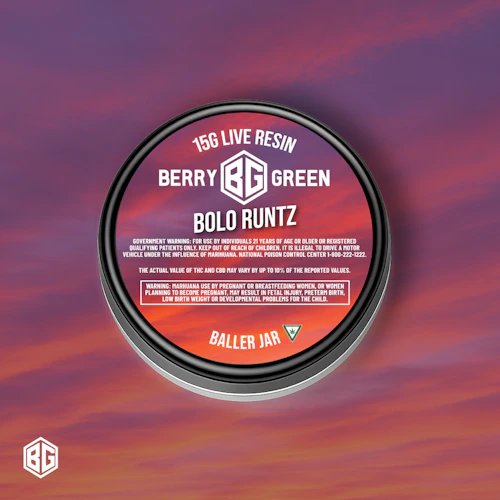 Berry Green - 15g Live Resin Baller Jar - Bolo Runtz