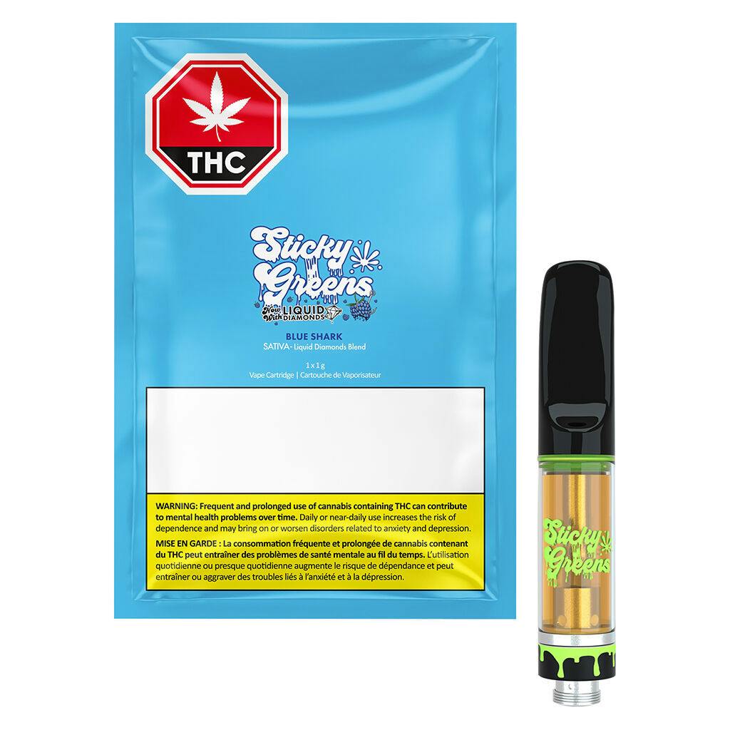 Sticky greens - blue shark liquid diamonds 510 thread cartridge