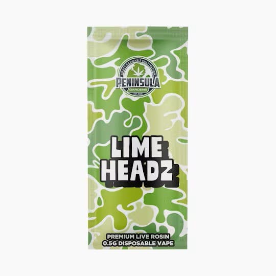 Product: PENINSULA GARDENS | LIME HEADZ | LIVE ROSIN DISPOSABLE SATIVA/HYBRID