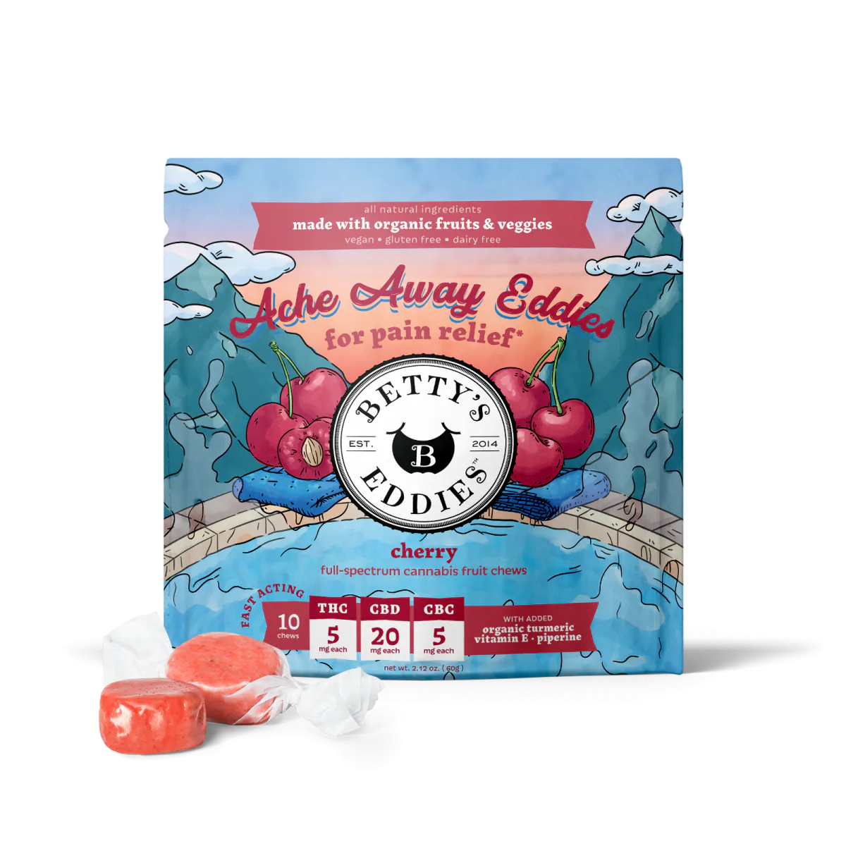 Betty's Eddies Ache Away Cherry Chews 5mg x 10pk in Lowell, MA