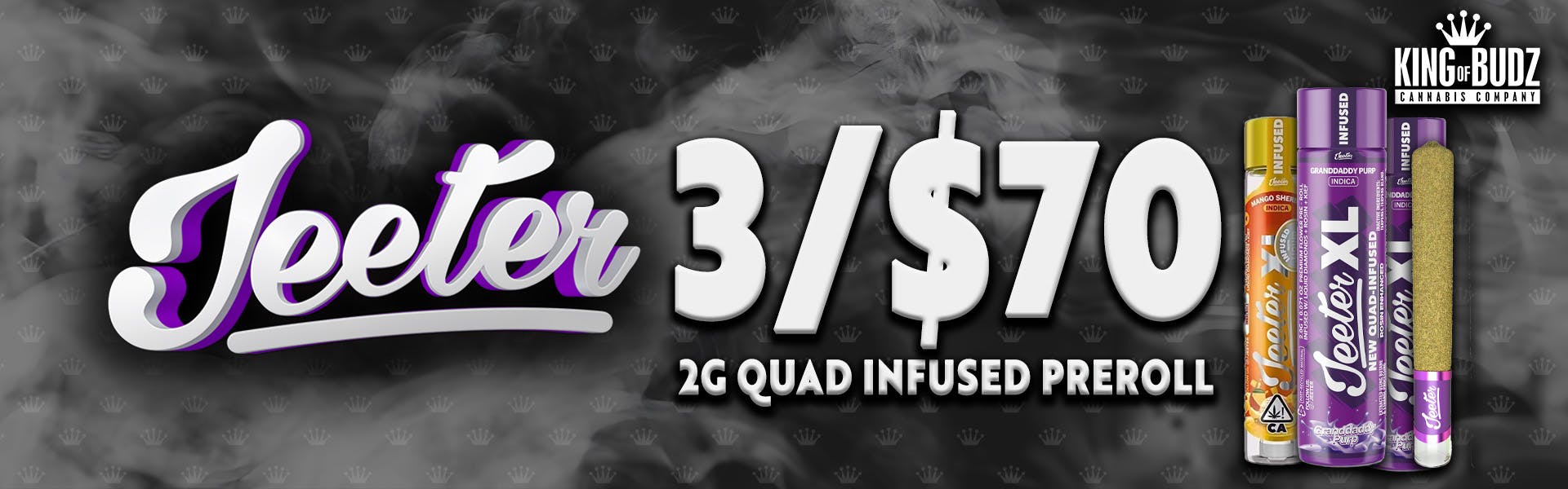 Jeeter - 2g Quad Infused Preroll - 3 for $70