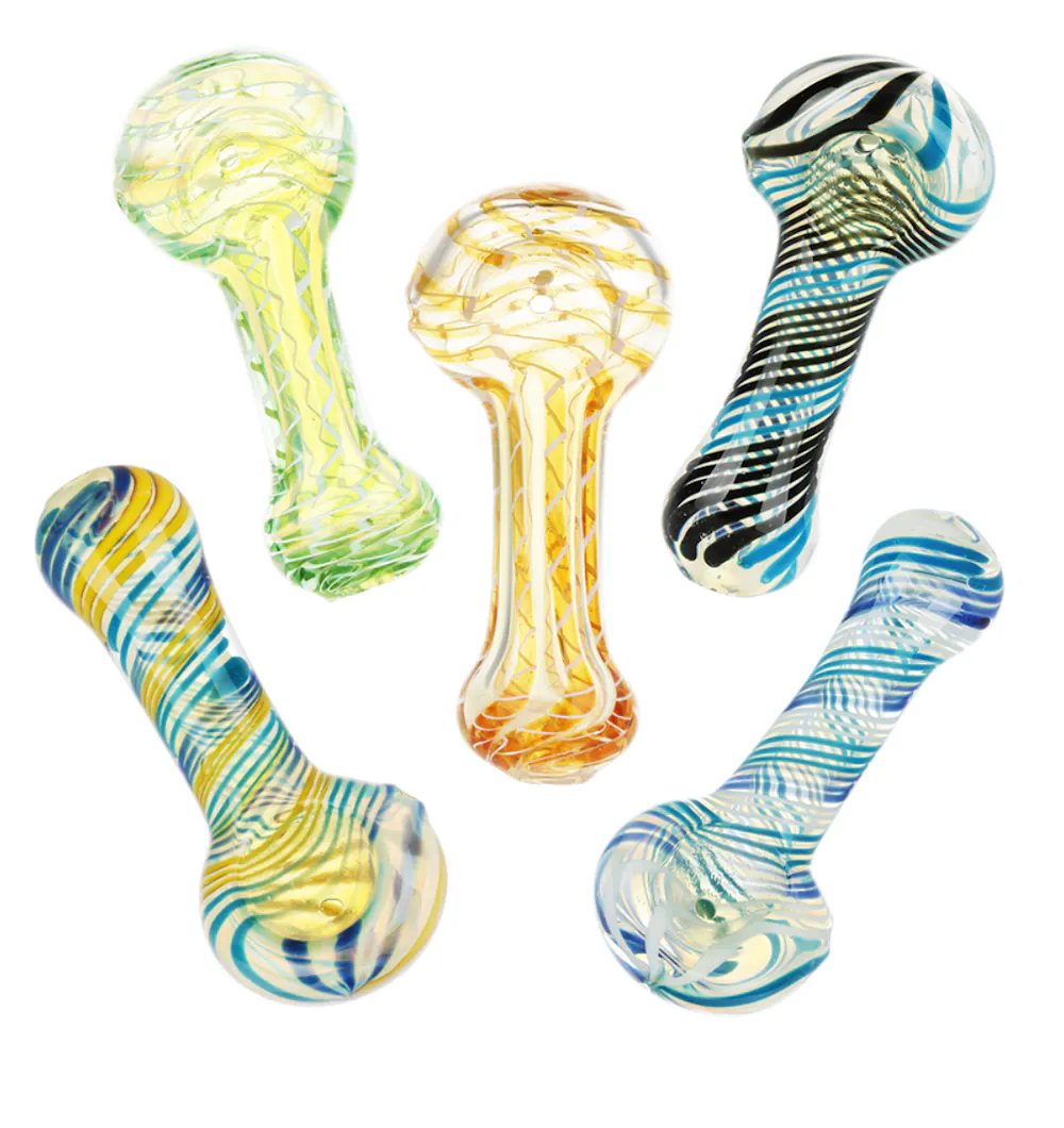 Product AFG - Ropes & Swirls Glass Spoon Pipe 3.25" Colors Vary