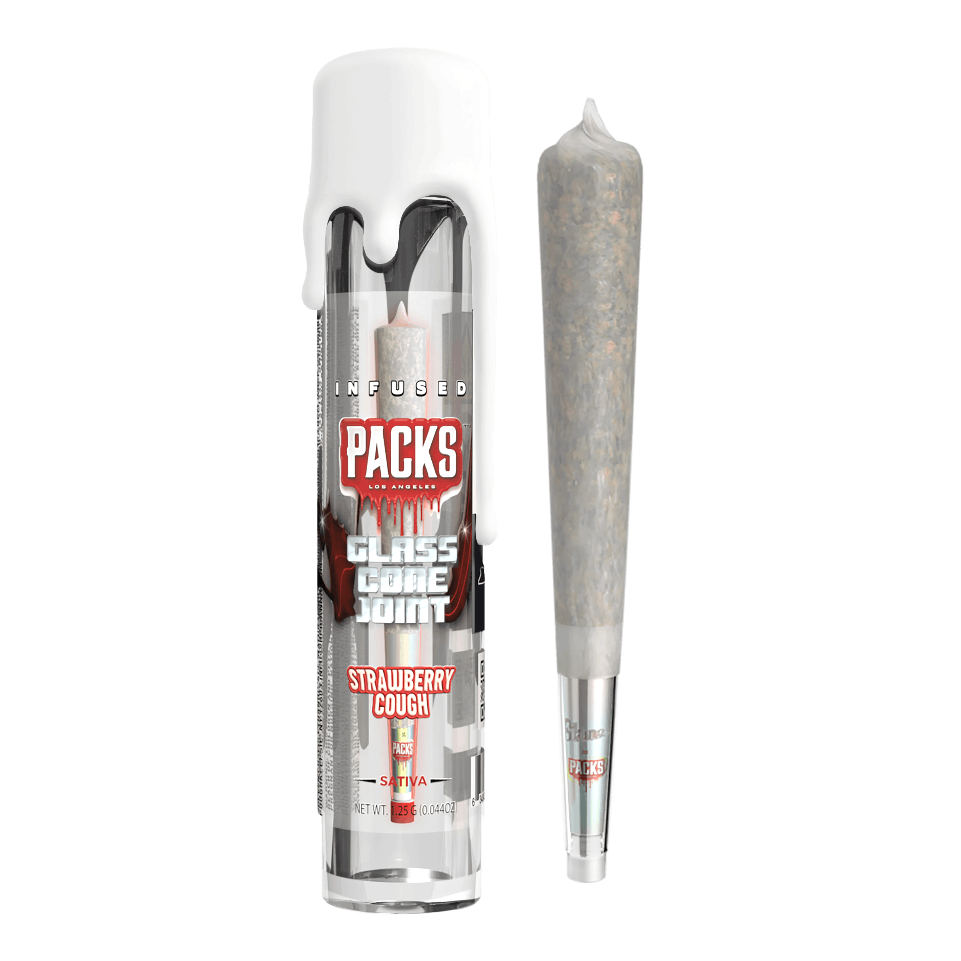 STRAWBERRY COUGH | Packs Glones - Infused Glass Cone Joint | 1.25G