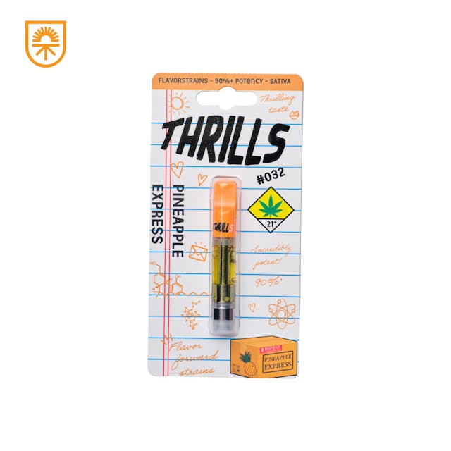Thrills' strain vapes captivate the essence of each cannabis strain's vibrant personality, inviting you into a world of thrilling flavors and potent highs. Crafted with unwavering quality, each puff promises an exhilarating journey, embracing the unique essence of every strain.
