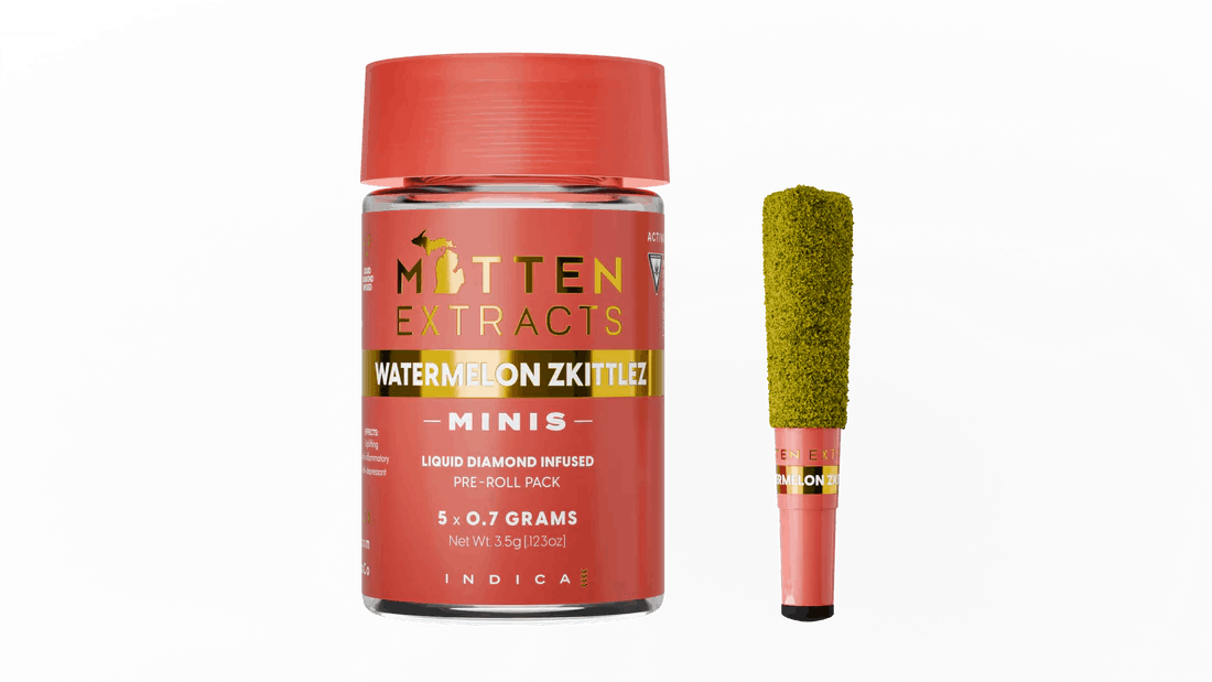 Product: MITTEN EXTRACTS | WATERMELON Z | INFUSED PRE-ROLLS | 5 x 0.7G INDICA
