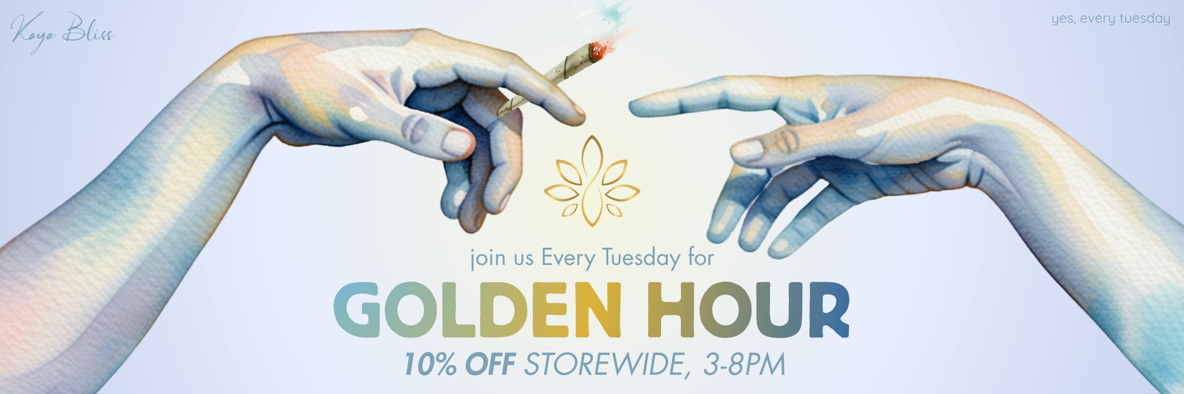 Kaya Bliss Golden Hour, 10% off storewide sale every Tuesday from 3-8pm