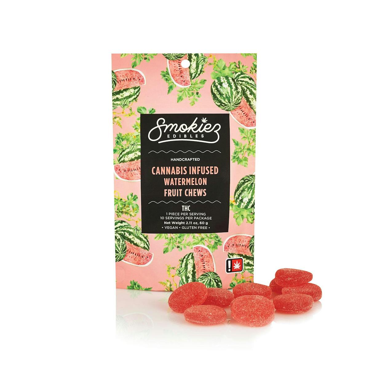 Photo of Sweet Watermelon 100mg Fruit Chews Gummies Live Resin (Smokiez)