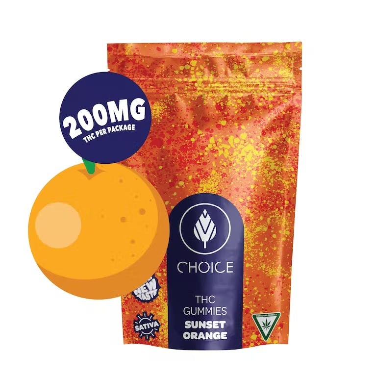 Sunset Orange Sativa Enhanced Gummies | Choice Chews | 200mg | Herbal  Solutions