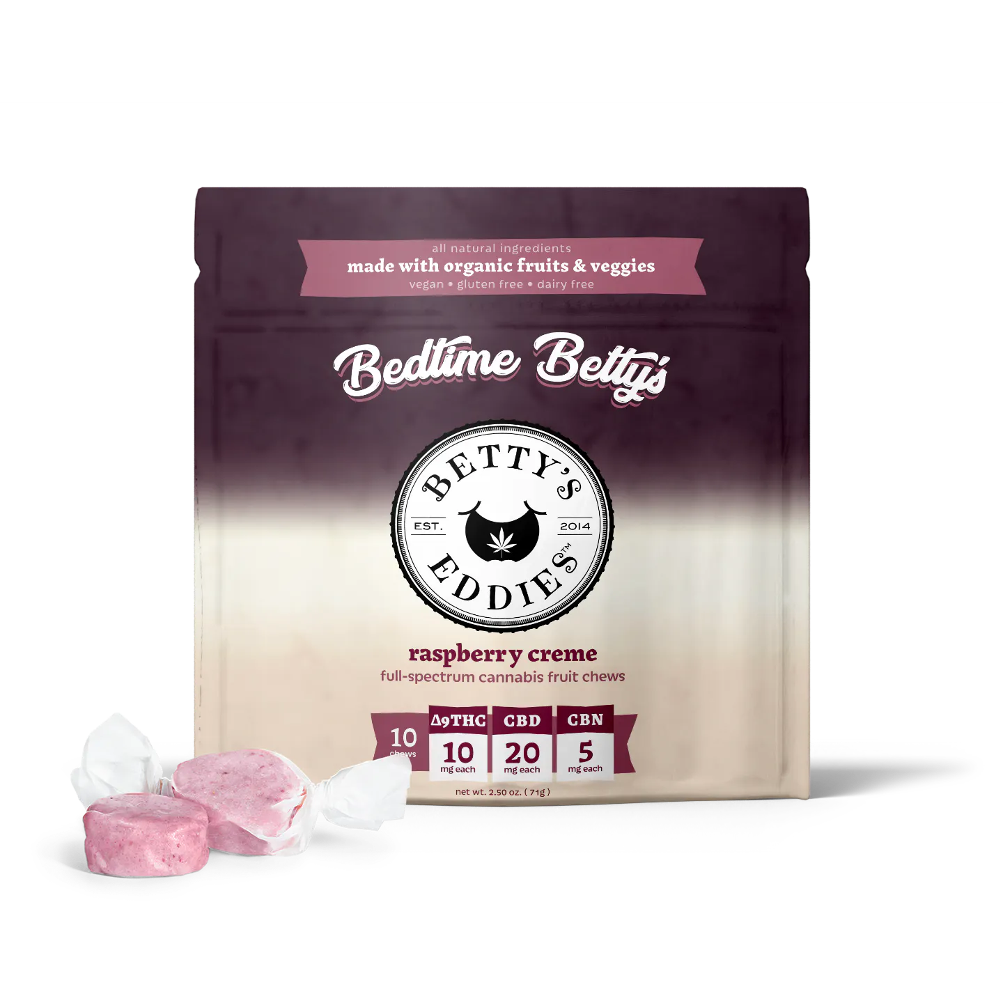 Raspberry Creme 2:4:1 (THC:CBD:CBN) Chews 10mg x 10pk in Bethesda