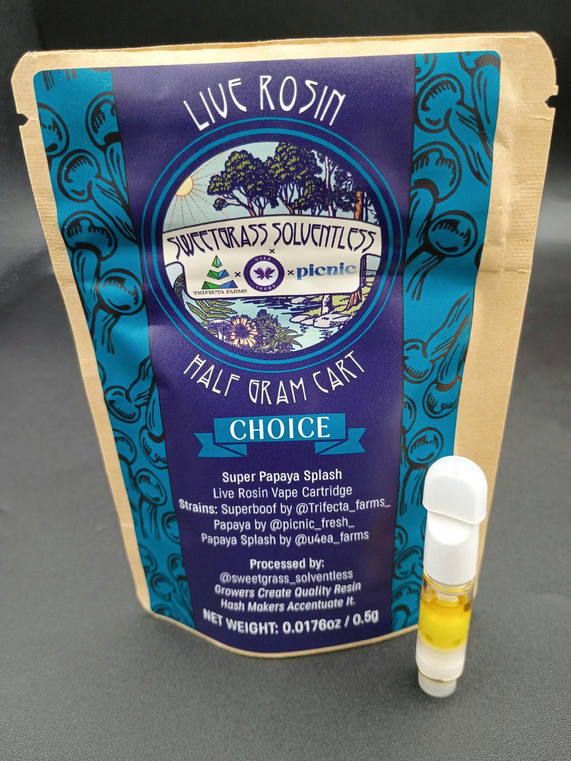 Product Sweet Grass Botanicals | Super Papaya Splash | Live Rosin Vape