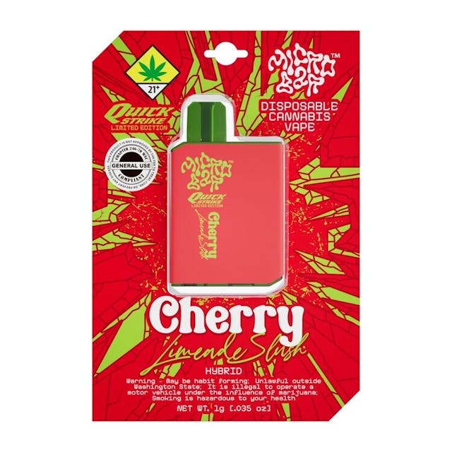 Disposable vaporizers contain concentrated cannabis oil that is heated by an attached battery and inhaled. These products come charged and ready to go, and are not designed to be reused, refilled, or recharged. These products are often very potent and are designed to be consumed in 2-3 second puffs.