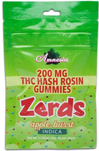 Amnesia - Zerdz Apple Burst - 200mg Hash Rosin Gummies 5ct