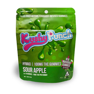 Kushy Punch - 100mg Gummies - Sour Apple - EDIBLES by Kushy Punch at King of Budz