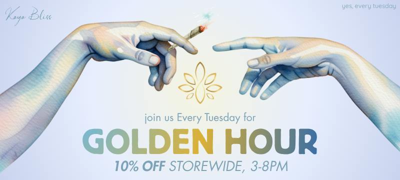 Kaya Bliss Golden Hour, 10% off storewide sale every Tuesday from 3-8pm