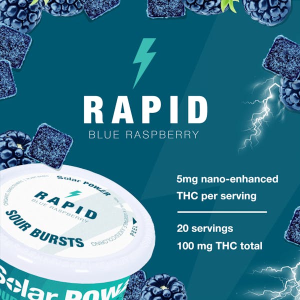 Solar Power Sour Blue Raspberry - 100mg Nano Gummies - Solar Theraptics