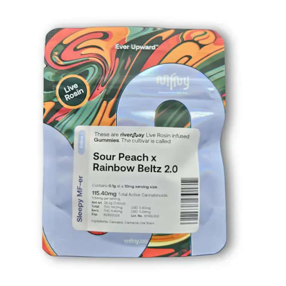 Product MFNY - Sour Peach x Rainbow Beltz - 100mg - Hash Rosin Gummies