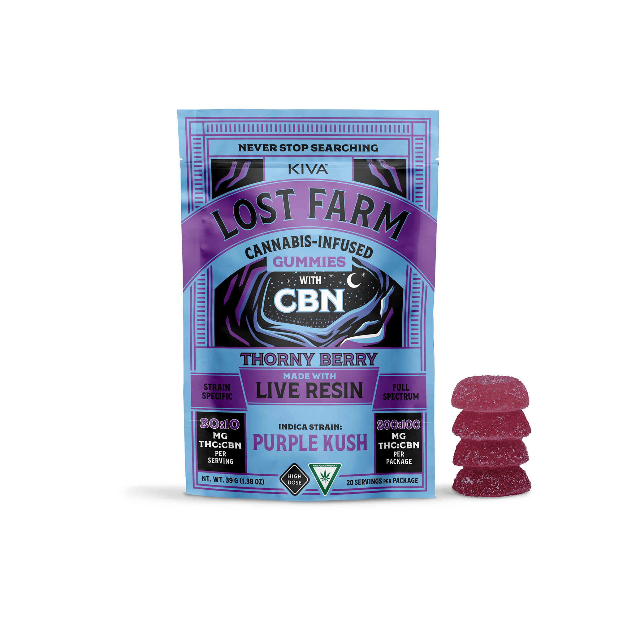 Lost Farm | Thorny Berry | 200mg (10x20mg) Live Resin Gummies 2:1 (THC:CBN)