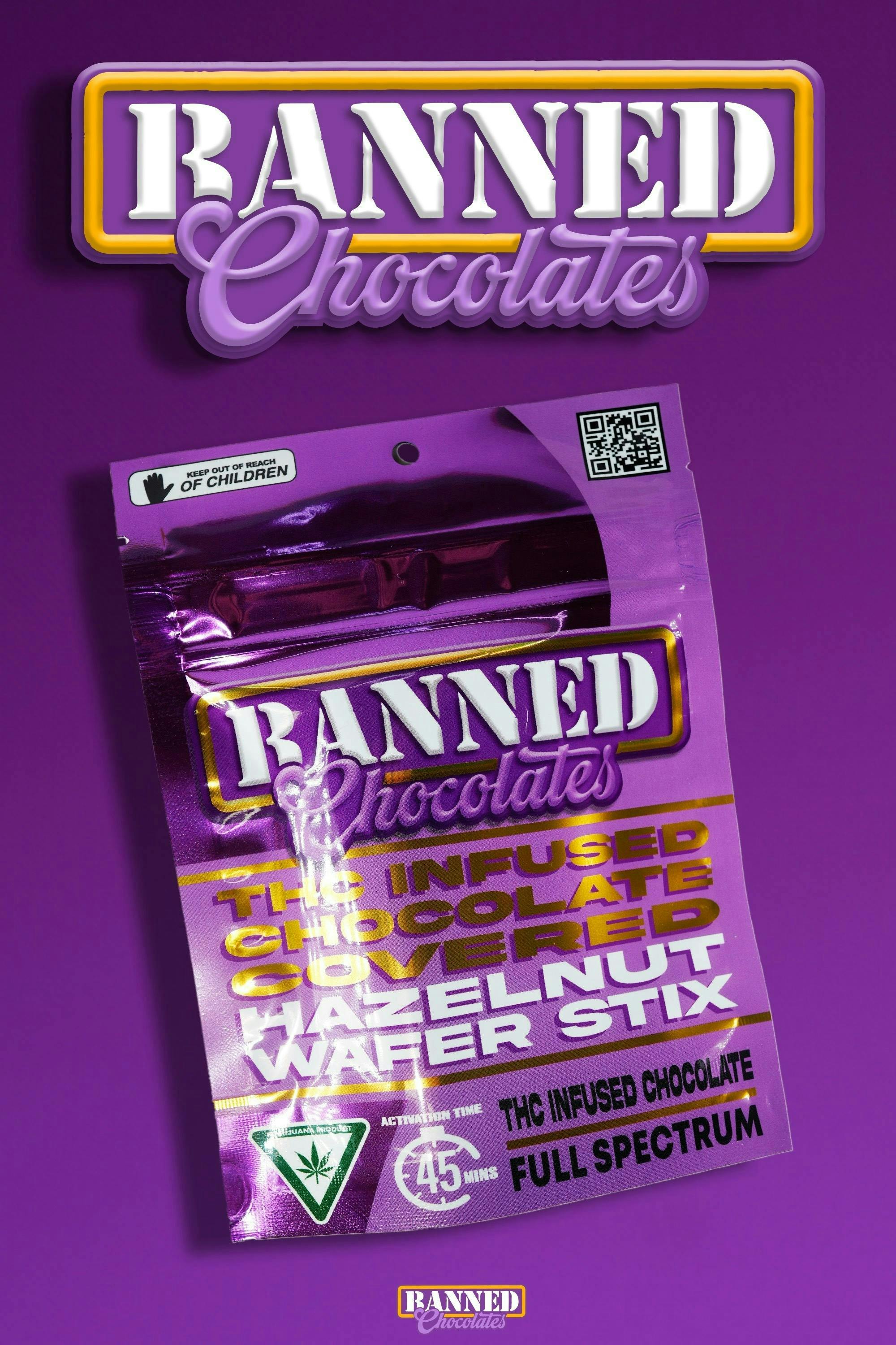 Hazelnut Wafer Stix 3PK 200MG by Banned Edible Co. – Edibles at Gatsby Cannabis