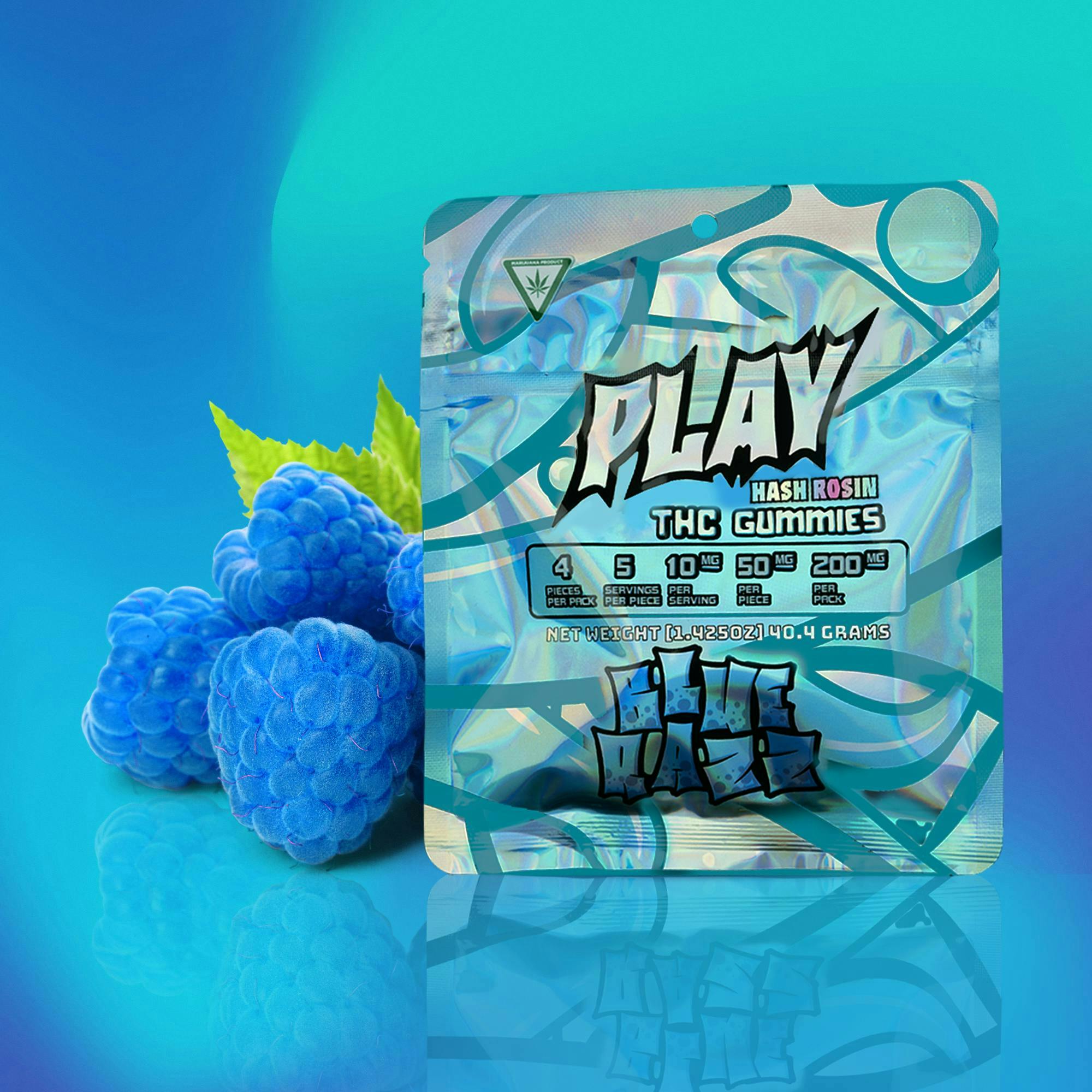 Product: Play | Hash Rosin Gummies - 200mg - Blue Raspberry
