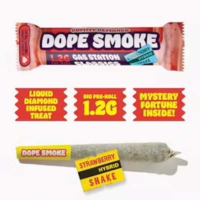 Dope Smokes - 1.2g Liquid Diamond Infused Preroll - Strawberry Shake - PRE_ROLLS by Dope Smokes at King of Budz